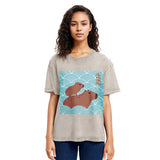 Tokyosol Kawaii Capybara Ukiyo-e Washed T-Shirt