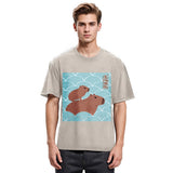 Tokyosol Kawaii Capybara Ukiyo-e Washed T-Shirt