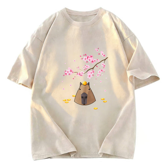 Tokyosol Sakura Cherry Blossom Japanese Washed T-Shirt