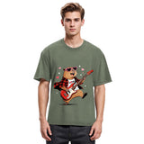 Tokyosol Cute Bear Guitar Valentine Washed T-Shirt