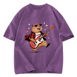 Tokyosol Cute Bear Guitar Valentine Washed T-Shirt