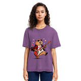 Tokyosol Cute Bear Guitar Valentine Washed T-Shirt