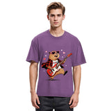Tokyosol Cute Bear Guitar Valentine Washed T-Shirt