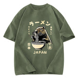 Tokyosol Retro Capybara Eating Ramen Japanese Washed T-Shirt