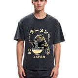 Tokyosol Retro Capybara Eating Ramen Japanese Washed T-Shirt
