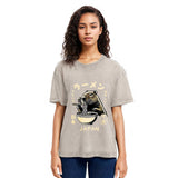 Tokyosol Retro Capybara Eating Ramen Japanese Washed T-Shirt