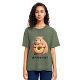 Tokyosol Cute Capybara Is Eating A Donut Washed T-Shirt