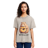 Tokyosol Cute Capybara Is Eating A Donut Washed T-Shirt