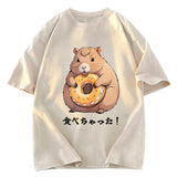 Tokyosol Cute Capybara Is Eating A Donut Washed T-Shirt