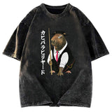 Tokyosol Capybara Billiards Player Washed T-Shirt