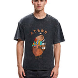 Tokyosol Capybara Drinking Coffee Washed T-Shirt