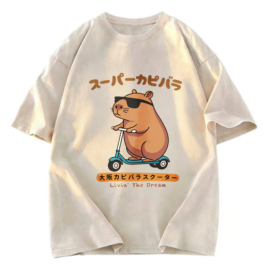 Tokyosol Osaka Capybara Scooter Washed T-Shirt
