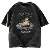 Tokyosol Relaxed Hot Spring Capybara Washed T-Shirt