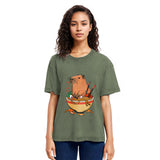Tokyosol Capybara Ramen Funny Washed T-Shirt