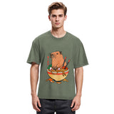 Tokyosol Capybara Ramen Funny Washed T-Shirt