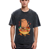 Tokyosol Capybara Ramen Funny Washed T-Shirt