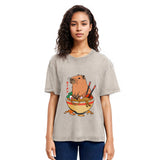 Tokyosol Capybara Ramen Funny Washed T-Shirt