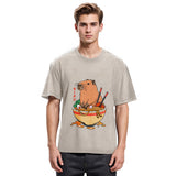 Tokyosol Capybara Ramen Funny Washed T-Shirt
