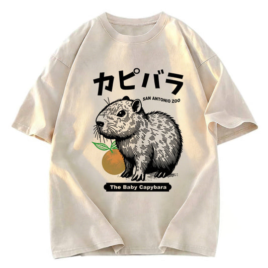 Tokyosol Cute Baby Capybara Washed T-Shirt