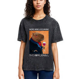 Tokyosol Capybara More Wine Less Whine Washed T-Shirt