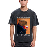 Tokyosol Capybara More Wine Less Whine Washed T-Shirt