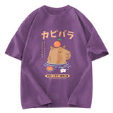 Tokyosol Capybara Soaking In Hot Springs Washed T-Shirt