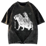 Tokyosol Mouse Riding A Capybara Washed T-Shirt