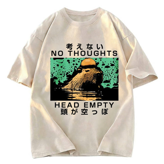 Tokyosol Capybara No Thoughts Head Empty Washed T-Shirt