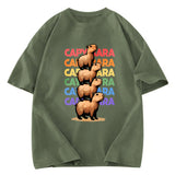 Tokyosol Funny Capybara Washed T-Shirt
