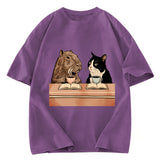 Tokyosol Capybara And Cat Talk Gradient Washed T-Shirt