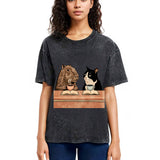 Tokyosol Capybara And Cat Talk Gradient Washed T-Shirt