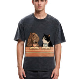 Tokyosol Capybara And Cat Talk Gradient Washed T-Shirt