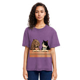 Tokyosol Capybara And Cat Talk Gradient Washed T-Shirt