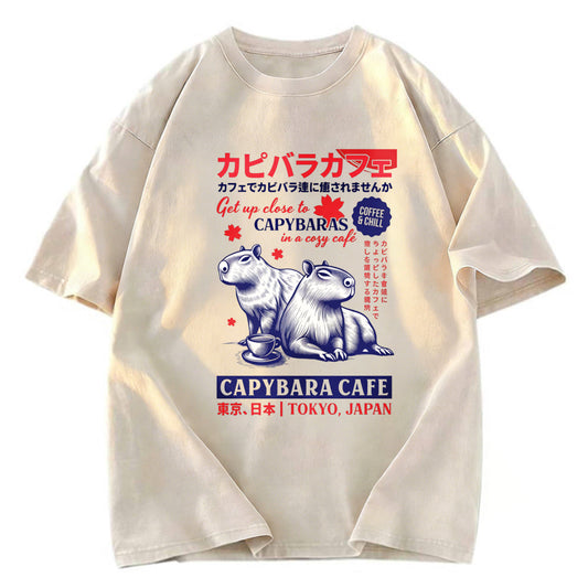 Tokyosol Tokyo Japan Capybara Cafe Washed T-Shirt