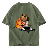 Tokyosol Cute Capybara Eating Ramen Washed T-Shirt
