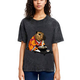 Tokyosol Cute Capybara Eating Ramen Washed T-Shirt