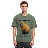 Tokyosol Ok I Pull Up Funny Capybara Washed T-Shirt