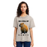 Tokyosol Ok I Pull Up Funny Capybara Washed T-Shirt