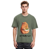 Tokyosol Capybara Eating Japanese Ramen Washed T-Shirt