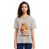 Tokyosol Capybara Eating Japanese Ramen Washed T-Shirt