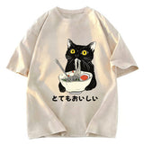 Tokyosol Cats Eat Ramen Noodles Washed T-Shirt