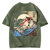 Tokyosol Vintage Retro Japanese Great Wave Cat VS Monster Classic T-Shirt