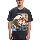Tokyosol Vintage Retro Japanese Great Wave Cat VS Monster Classic T-Shirt