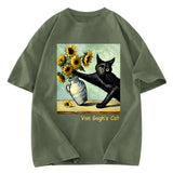 Tokyosol Van Gogh's Naughty Cat Washed T-Shirt