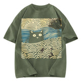 Tokyosol Kawaii Cat Japanese Washed T-Shirt