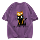 Tokyosol Live Peacefully With Cats Washed T-Shirt
