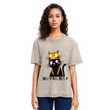 Tokyosol Live Peacefully With Cats Washed T-Shirt