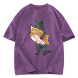 Tokyosol Cat Holding Taiyaki Washed T-Shirt