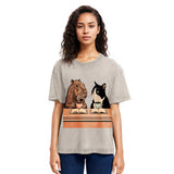 Tokyosol Capybara And Cat Talk Washed T-Shirt