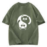 Tokyosol Yin Yang Gossip Cat Washed T-Shirt